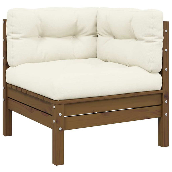 Garten Ecksofa Kiefer Massivholz Honigbraun mit Kissen