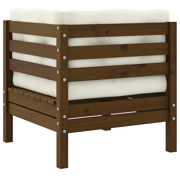 Garten Ecksofa Kiefer Massivholz Honigbraun mit Kissen