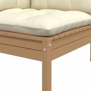 Garten Ecksofa Kiefer Massivholz Honigbraun mit Kissen