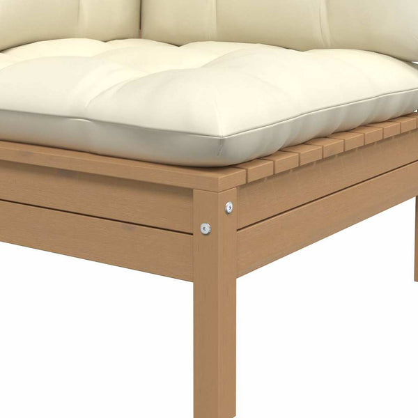 Garten Ecksofa Kiefer Massivholz Honigbraun mit Kissen