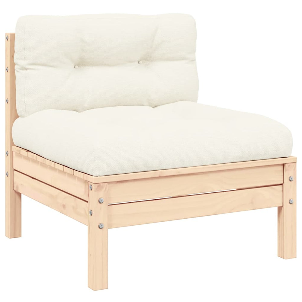 vidaXL Garden Center Sofa with Cream Cushions Solid Pine Wood