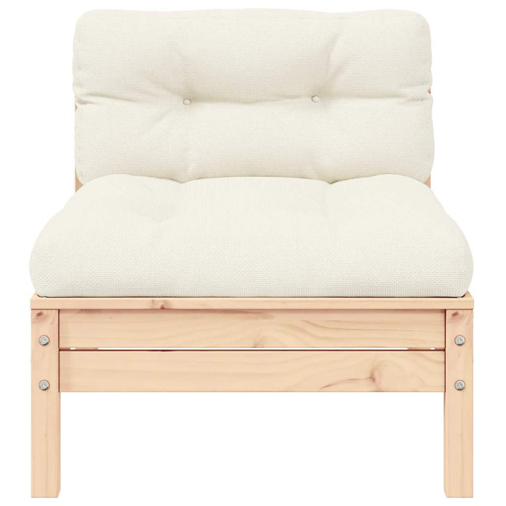 vidaXL Garden Center Sofa with Cream Cushions Solid Pine Wood