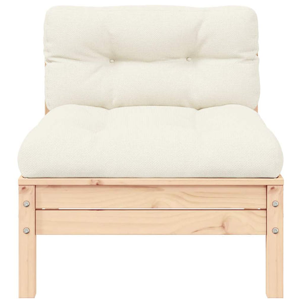 Garten Mittelsofa Kiefer Creme mit Kissen