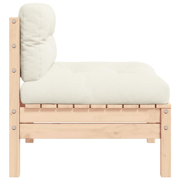 Garten Mittelsofa Kiefer Creme mit Kissen