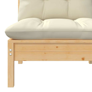 Garten Mittelsofa Kiefer Creme mit Kissen