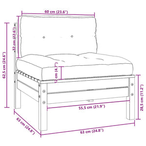 Garten Mittelsofa Kiefer Creme mit Kissen