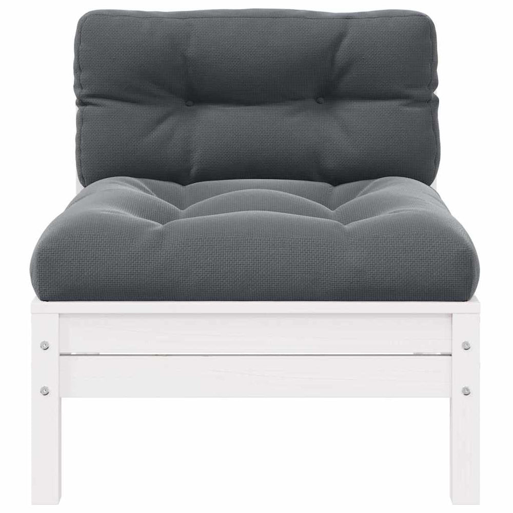 vidaXL Canapé d'angle de jardin avec coussins blanc Bois de pin massif