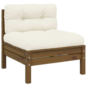 Garten Mittelsofa Kiefer mit Kissen Honigbraun