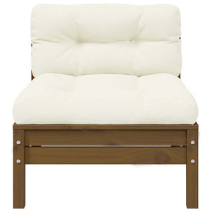 Garten Mittelsofa Kiefer mit Kissen Honigbraun