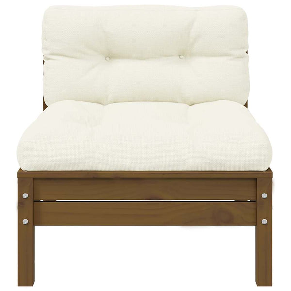 Garten Mittelsofa Kiefer mit Kissen Honigbraun
