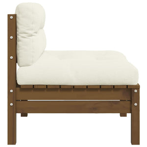 Garten Mittelsofa Kiefer mit Kissen Honigbraun