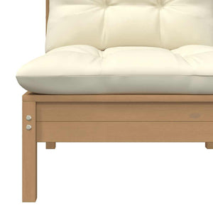 Garten Mittelsofa Kiefer mit Kissen Honigbraun