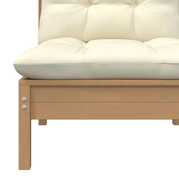 Garten Mittelsofa Kiefer mit Kissen Honigbraun