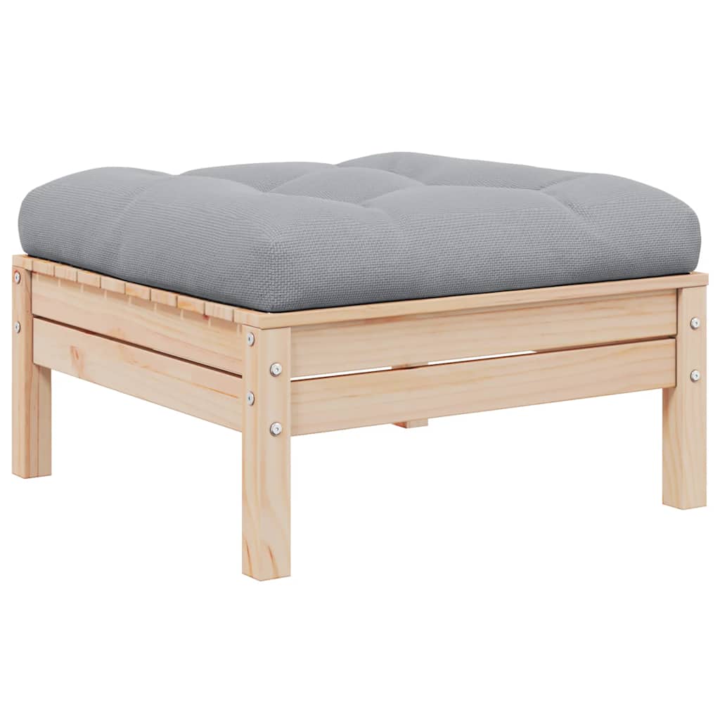 Gartenhocker Kiefer Massivholz mit Kissen