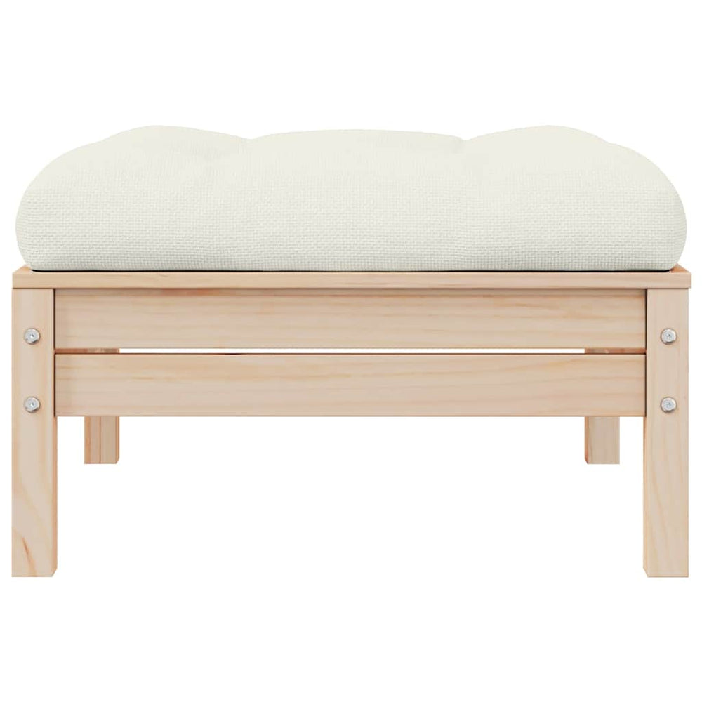 Outdoor-Fußhocker Kiefer Massivholz mit Kissen