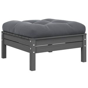 Gartenhocker mit Kissen Grau Kiefer Massivholz