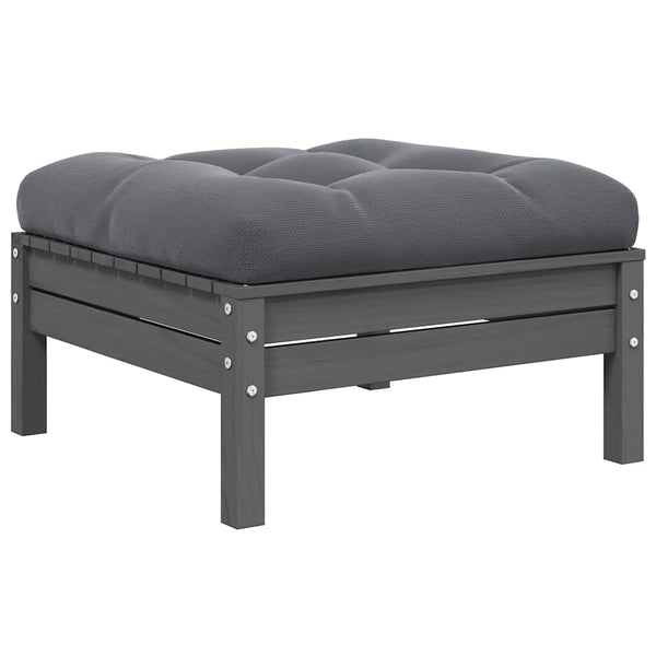 Gartenhocker mit Kissen Grau Kiefer Massivholz
