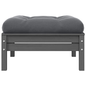 Gartenhocker mit Kissen Grau Kiefer Massivholz