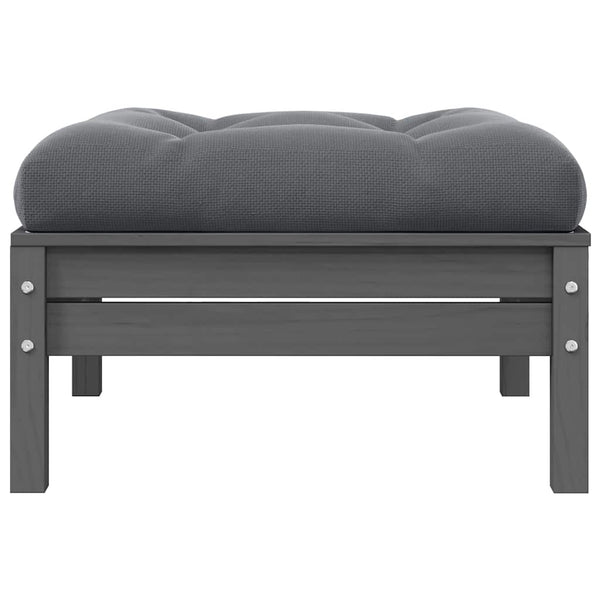 Gartenhocker mit Kissen Grau Kiefer Massivholz