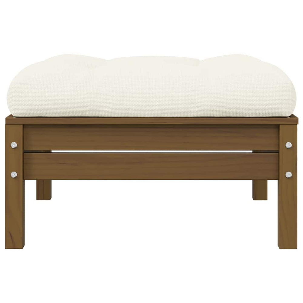 Gartenhocker Honigbraun mit Creme Kissen