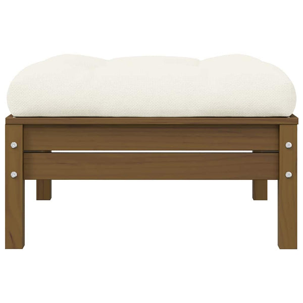 Gartenhocker Honigbraun mit Creme Kissen