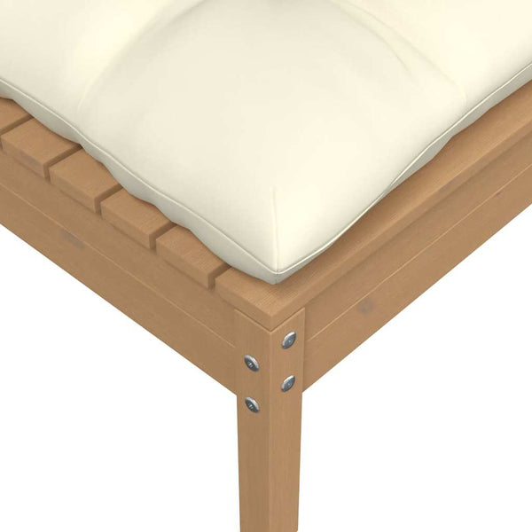 Gartenhocker Honigbraun mit Creme Kissen