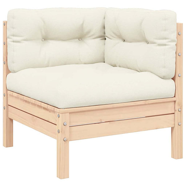 vidaXL 2-Seater Garden Sofa with Cream Cushions Solid Pine Wood