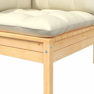 vidaXL 2-Seater Garden Sofa with Cream Cushions Solid Pine Wood