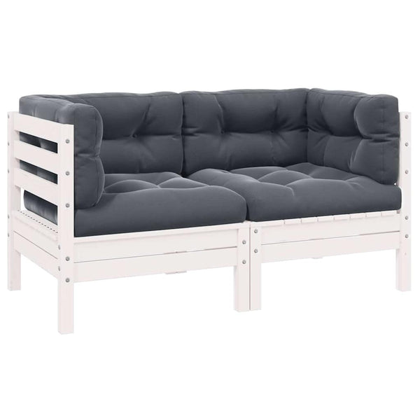 Gartensofa 2-Sitzer Kiefer Massivholz Weiß