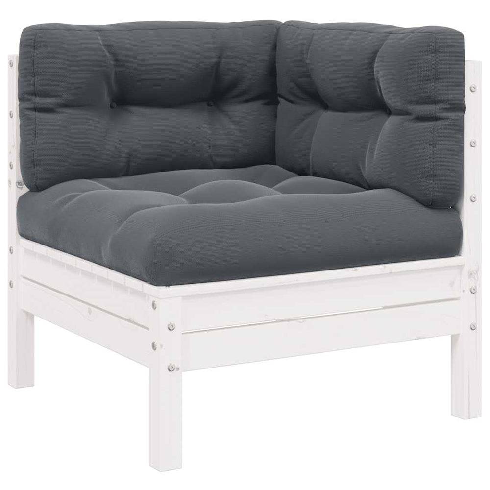 vidaXL 2-Seater Garden Sofa with Cushions White Solid Pine Wood