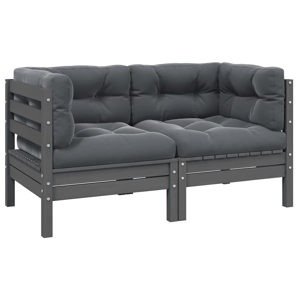 2-Sitzer Gartensofa mit Kissen, Grau