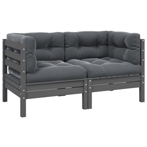 2-Sitzer Gartensofa mit Kissen, Grau