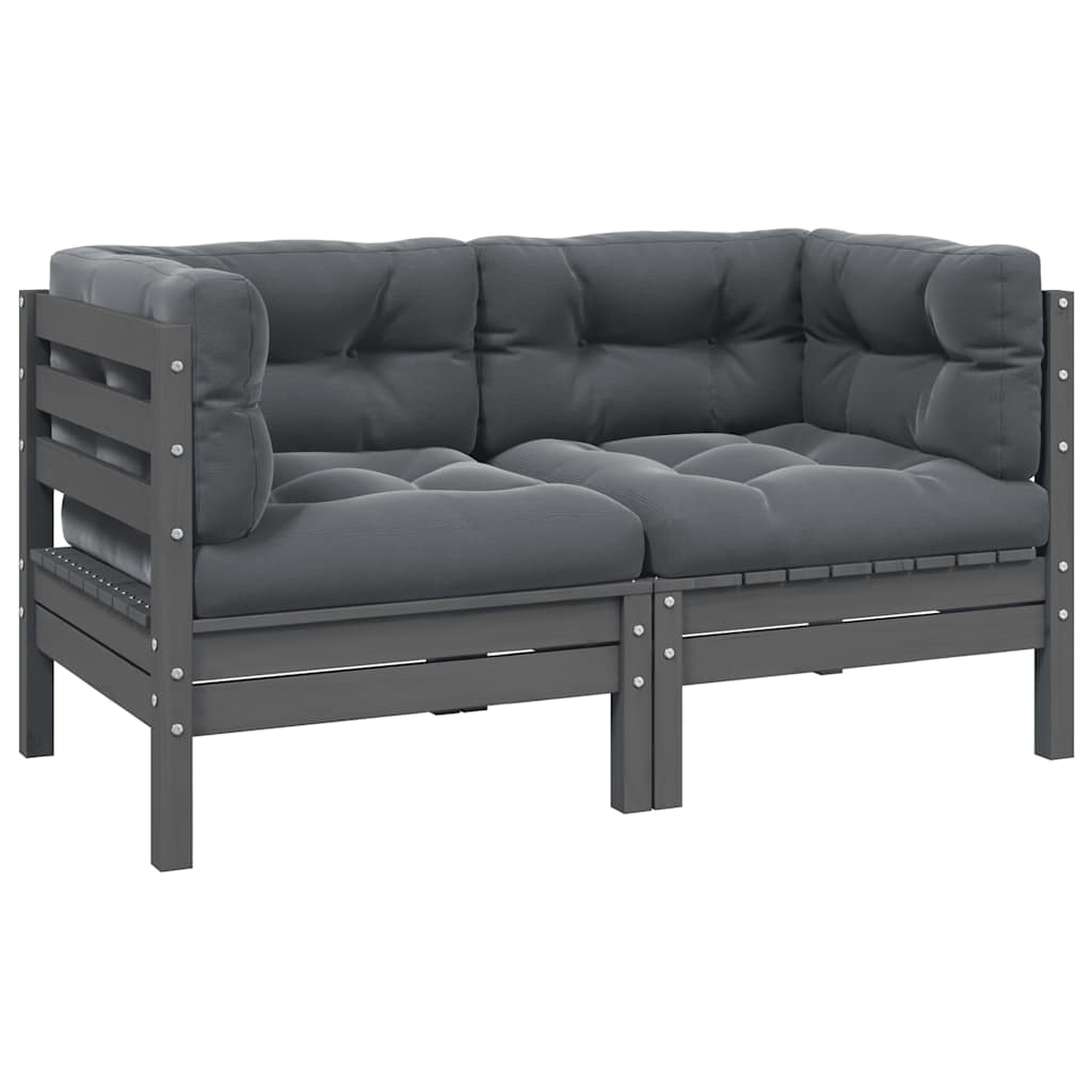 2-Sitzer Gartensofa mit Kissen, Grau
