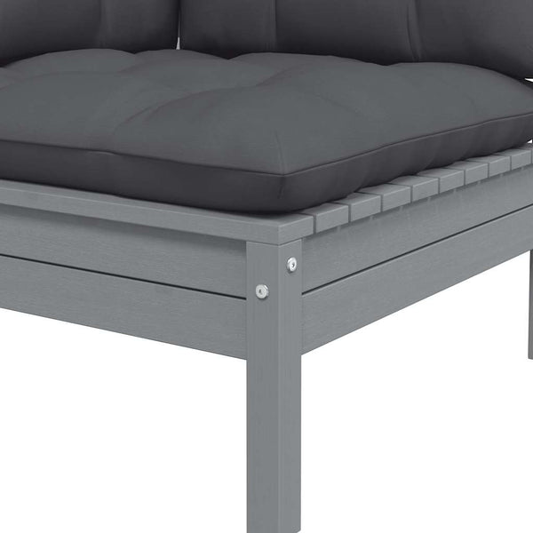 2-Sitzer Gartensofa mit Kissen, Grau
