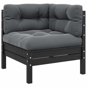 Schwarzes 2-Sitzer Gartensofa mit Kissen