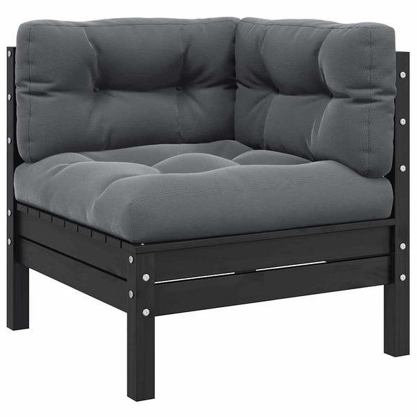 Schwarzes 2-Sitzer Gartensofa mit Kissen
