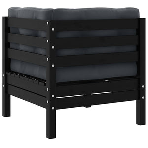 Schwarzes 2-Sitzer Gartensofa mit Kissen