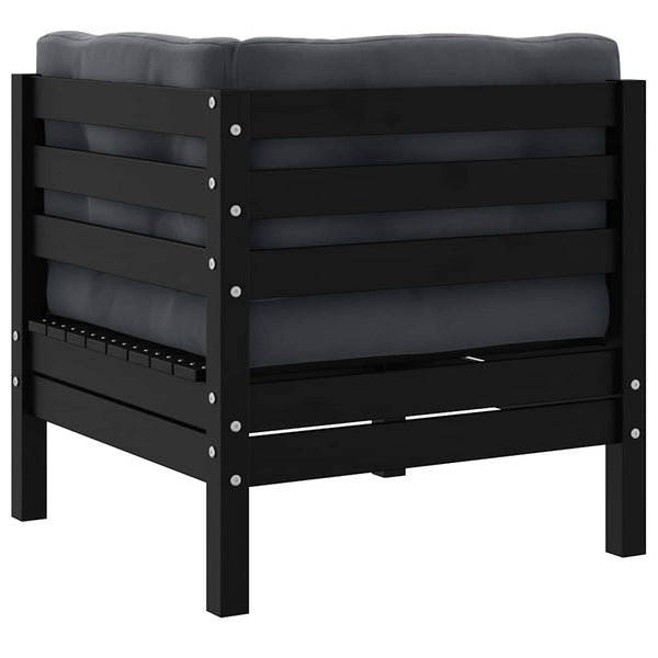 Schwarzes 2-Sitzer Gartensofa mit Kissen