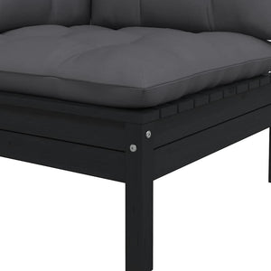 Schwarzes 2-Sitzer Gartensofa mit Kissen