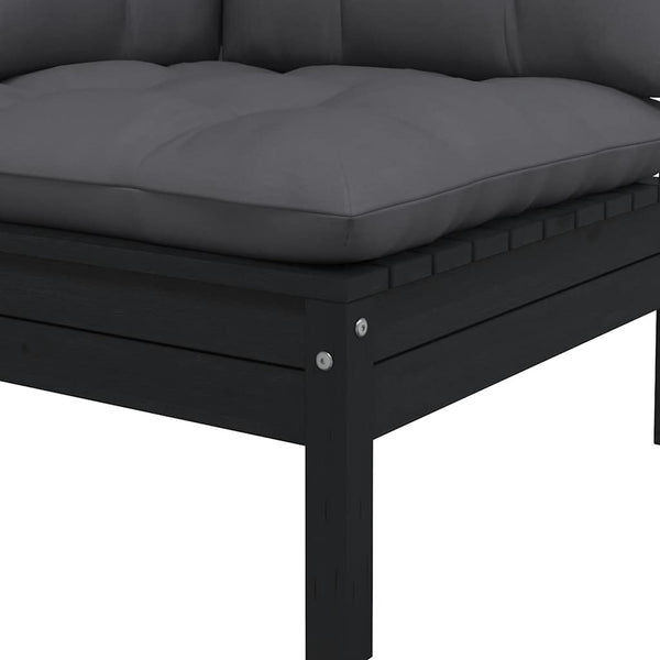 Schwarzes 2-Sitzer Gartensofa mit Kissen