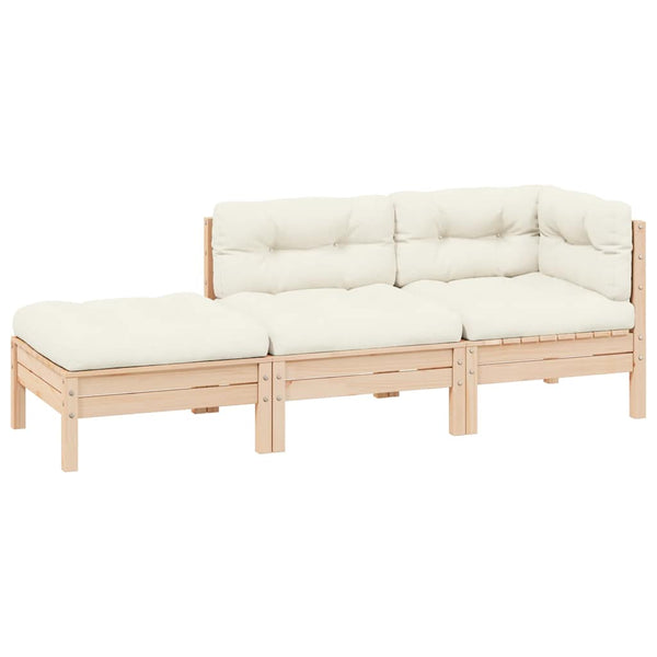 3-tlg. Garten Lounge Set Kiefer Massivholz Creme