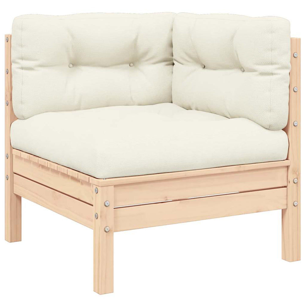 3-tlg. Garten Lounge Set Kiefer Massivholz Creme