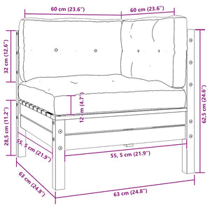 3-tlg. Garten Lounge Set Kiefer Massivholz Creme