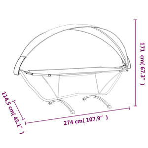 Outdoor-Loungebett mit Dach Grau Stahl und Oxford-Stoff