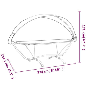 Outdoor-Loungebett mit Dach Grün Stahl und Oxford-Stoff