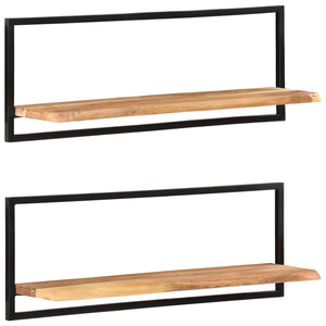 Akazienholz Wandregale, 2er Set