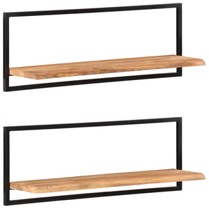 Akazienholz Wandregale, 2er Set
