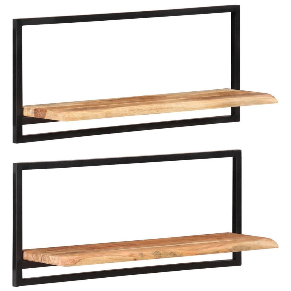vidaXL Étagères murales 2 pcs 80x25x35 cm Bois d'acacia massif et acier