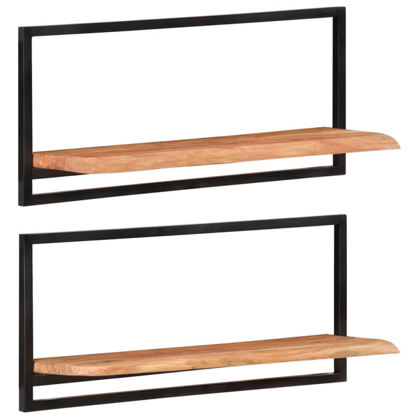Wandregale aus Akazienholz, 2er Set