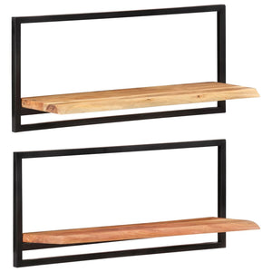 Wandregale aus Akazienholz, 2er Set